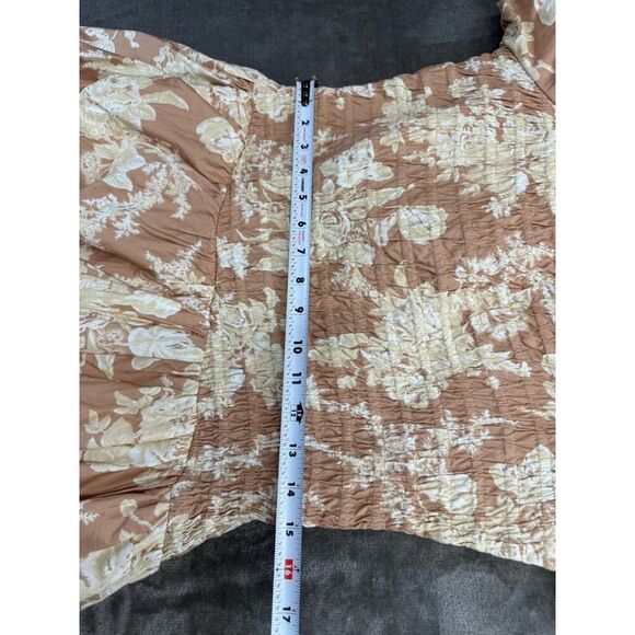 LoveShackFancy x Revolve Asa Mini Dress Espresso Foam Puff Sleeve L EUC Peach - Picture 9 of 13